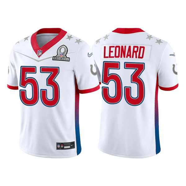 Men's White Indianapolis Colts #53 Darius Leonard 2022 Pro Bowl Stitched Jersey